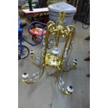 A French style gilt metal five branch chandelier