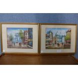 Burnett, pair of Parisian street scenes, oil, framed