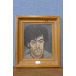 Peter John Gerrard (1929-2004), portrait of a man, oil on board, 28 x 23cms, framed