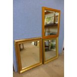 Two gilt framed mirrors and anotehr