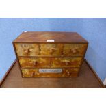 A table top haberdashery chest, bearing J & P Coats inscription