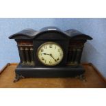 A 19th Century American faux slate mantel clock