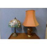 A Tiffany style table lamp and another table lamp