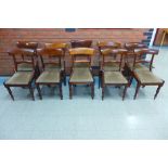 A Harlequin set of ten early Victorian mahogany dining chairs