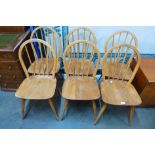 A set of six Ercol Blonde elm and beech Windsor chairs