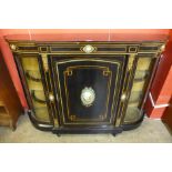 A Victorian ebonised and brass mounted credenza