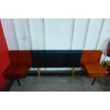 A G-Plan Fresco teak and black vinyl headboard