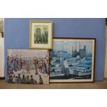 Three L.S. Lowry prints, framed