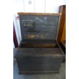 A large Victorian fitted pine tool chest and tools