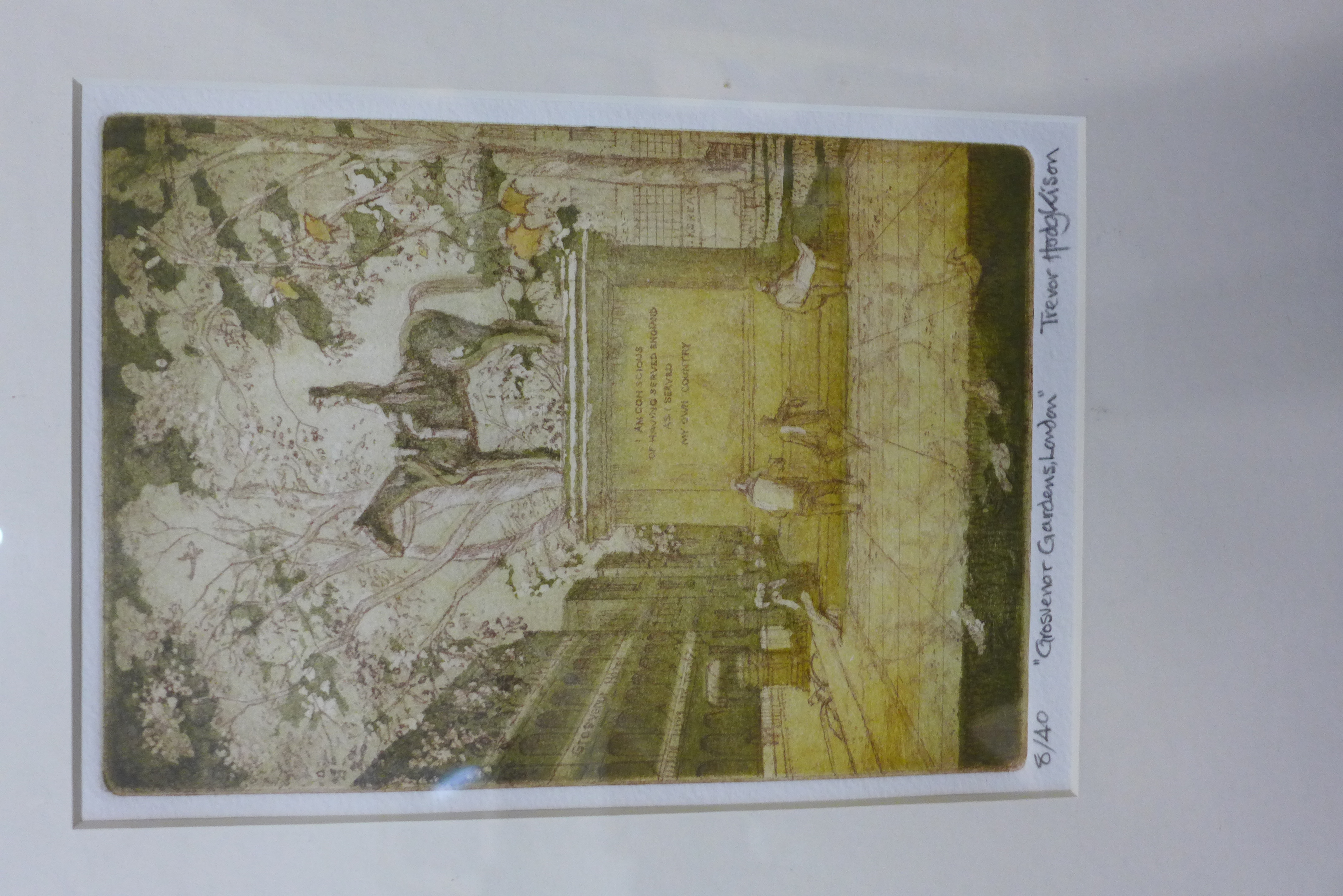 A signed Trevor Hodgkinson limited edition print, Grosvenor Gardens, London, 22 x 16cms, framed - Image 2 of 3