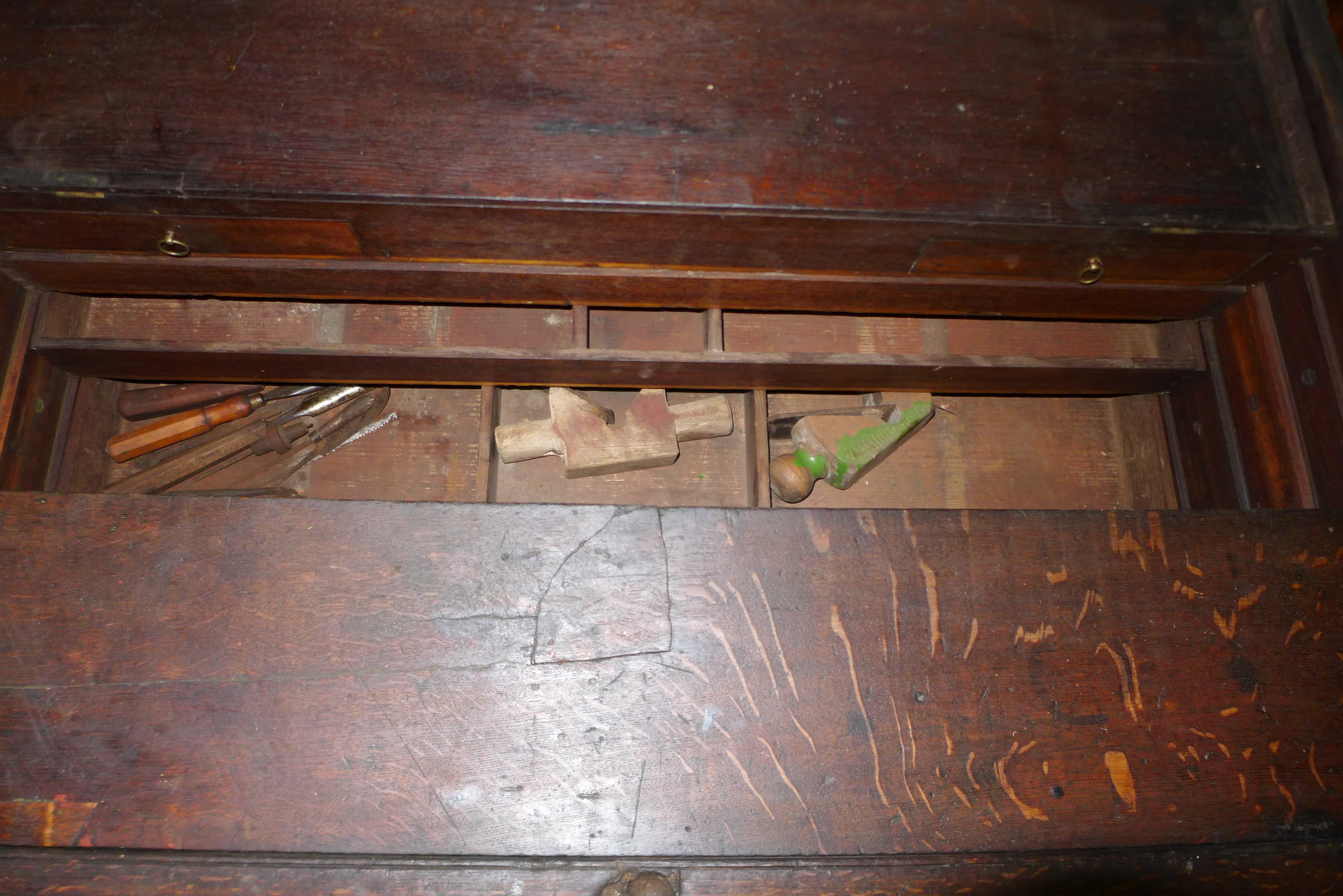 A large Victorian fitted pine tool chest and tools - Image 3 of 3