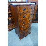 A burr walnut bow front chest of drawers