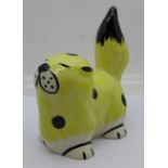 A Lorna Bailey Marmalade the Cat, rare colourway in lemon with black spots, signed on the rear, 10cm
