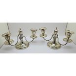 A pair of silver candelabra, Elkington, Sheffield 1905, width 21cm