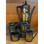 A Portmeirion Phoenix six setting coffee set