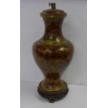 A cloisonne lamp base, small area a/f, 40cm