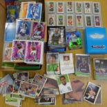 Trade cards; a tray of assorted football cards, 1970's onwards