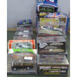 A collection of model vehicles including a Corgi DC Batmobile, boxed