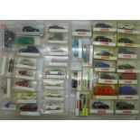 A collection of Wiking (20) and Busch (20) model vehicles in boxes