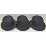 Three bowler hats