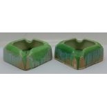 A pair of Shelley dripware ashtrays, 7cm square