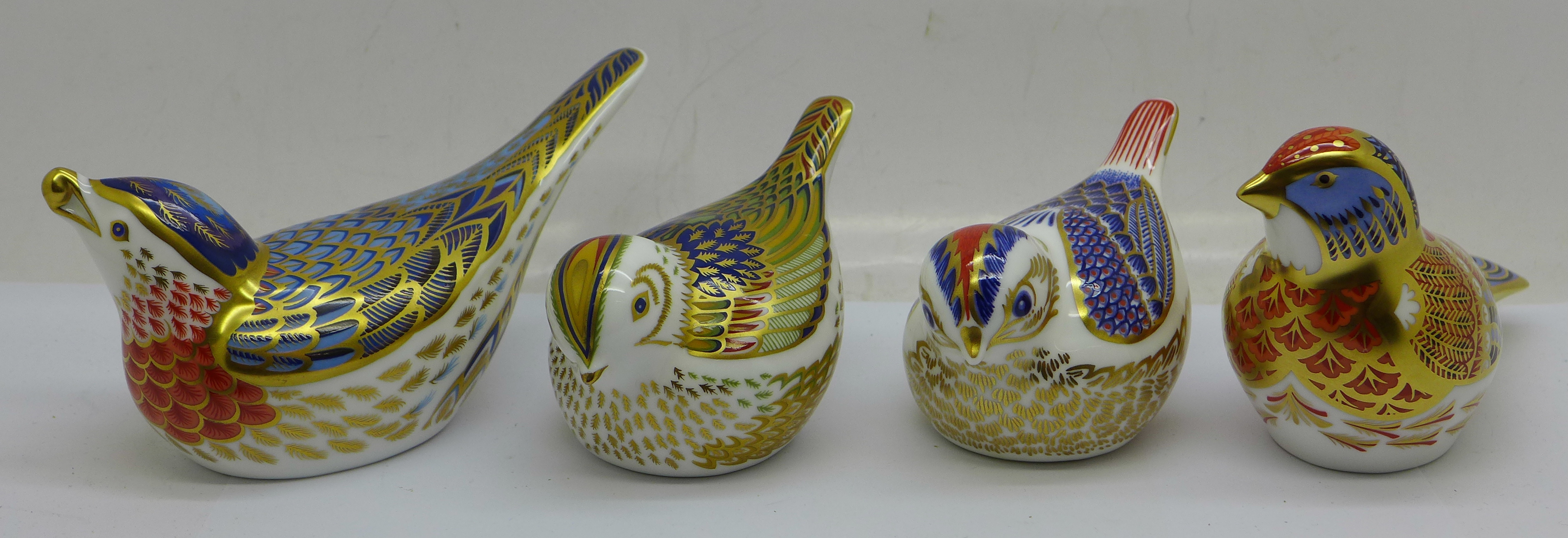 Four Royal Crown Derby paperweights, 'Linnet' designed by Tien Manh Dinh and modelled by Mark - Image 3 of 5
