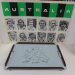 A Bakelite and Formica tray, Australian Visiting Team to England, Coronation Year 1953 and an