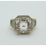 A silver gilt, Amarelo beryl and white topaz ring, with certificate, P/Q