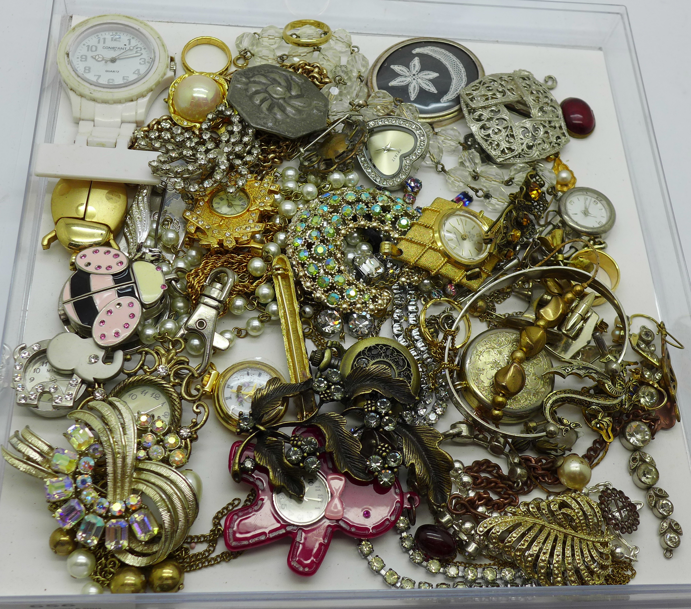 Costume jewellery and pendant watches