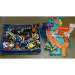 Approximately 120 Hot Wheels model vehicles and a Hot Wheels set