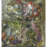 Two bags of costume jewellery