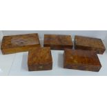 Five Thuya wood boxes