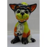 Lorna Bailey, a Cat holding a mouse, signed by Lorna Bailey on the base, 13.5cm