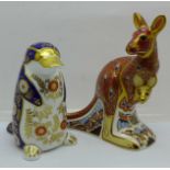 Two Royal Crown Derby paperweights - from the Australian Collection 'Kangaroo' (with joey), John