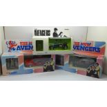 Three Corgi die-cast model vehicles, The Avengers and The New Avengers, boxed