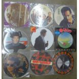 Fifteen picture disc LP records and 7" singles including Prince, U2 and Genesis