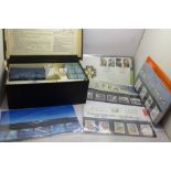 A Householder's First Aid Case for A.R.P., (with contents), Royal Mail mint stamps and a R.A.F. £5