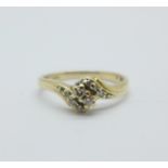 A 9ct gold, eight stone diamond ring, 2g, N