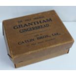 An advertising box, 'The Only Original Grantham Gingerbread, Catlin Bros., 11 High St., Grantham'