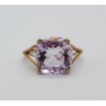 A 9ct gold and Rose de France amethyst ring, 2.9g, N