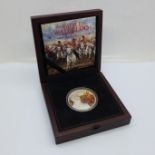 A 2015 The Battle of Waterloo silver £5 proof coin, with box and certificate, 925 silver, limited