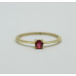 A 9ct gold, Burmese red spinel ring, 1.1g, Q, with certificate