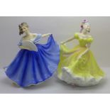 Two Royal Doulton figures, Elaine and Ninette, Elaine a/f, (chip)