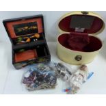 A collection of fashion jewellery and wristwatches, a vanity case and a lacquered jewellery box **