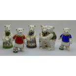 Five Royal Crown Derby paperweights, all modelled as miniature bears (9cm) comprising Bear Hug,