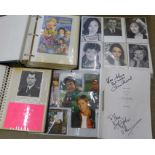 A box of approximately 300 signed celebrity autographs, soap actors/actresses, sport, etc.,