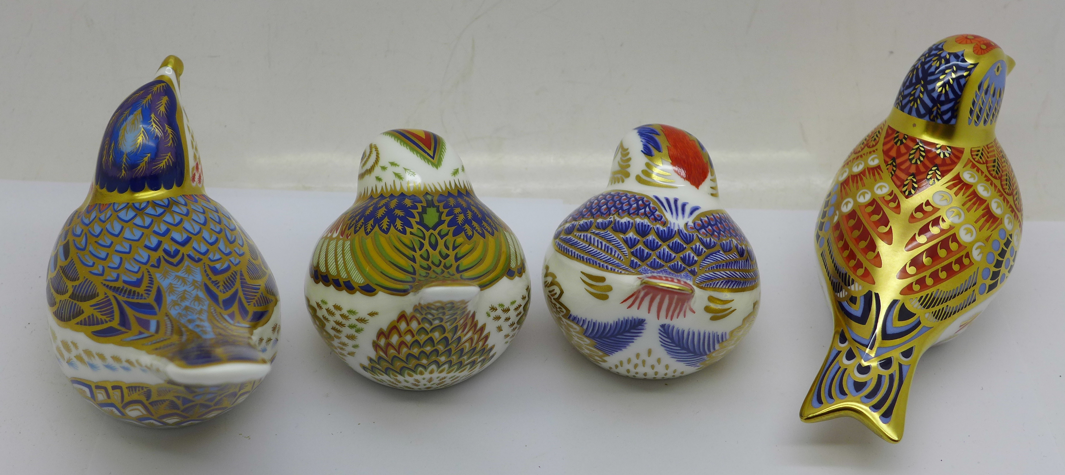 Four Royal Crown Derby paperweights, 'Linnet' designed by Tien Manh Dinh and modelled by Mark - Image 4 of 5