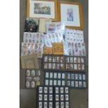 A collection of cigarette cards and tea cards, some Rupert stamps and two Winnie the Pooh