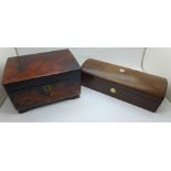 A Chinese lacquered jewellery box and a mahogany box