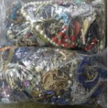 Two bags of costume jewellery